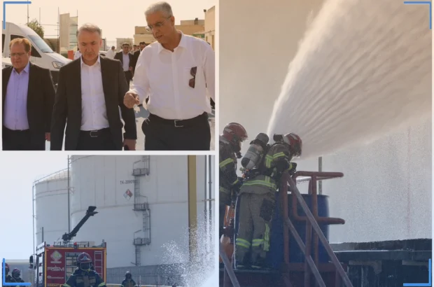 برگزاری مانور جلوگیری از نشت متانول و امداد و نجات مصدوم با حضور مدیر عامل شرکت شستان